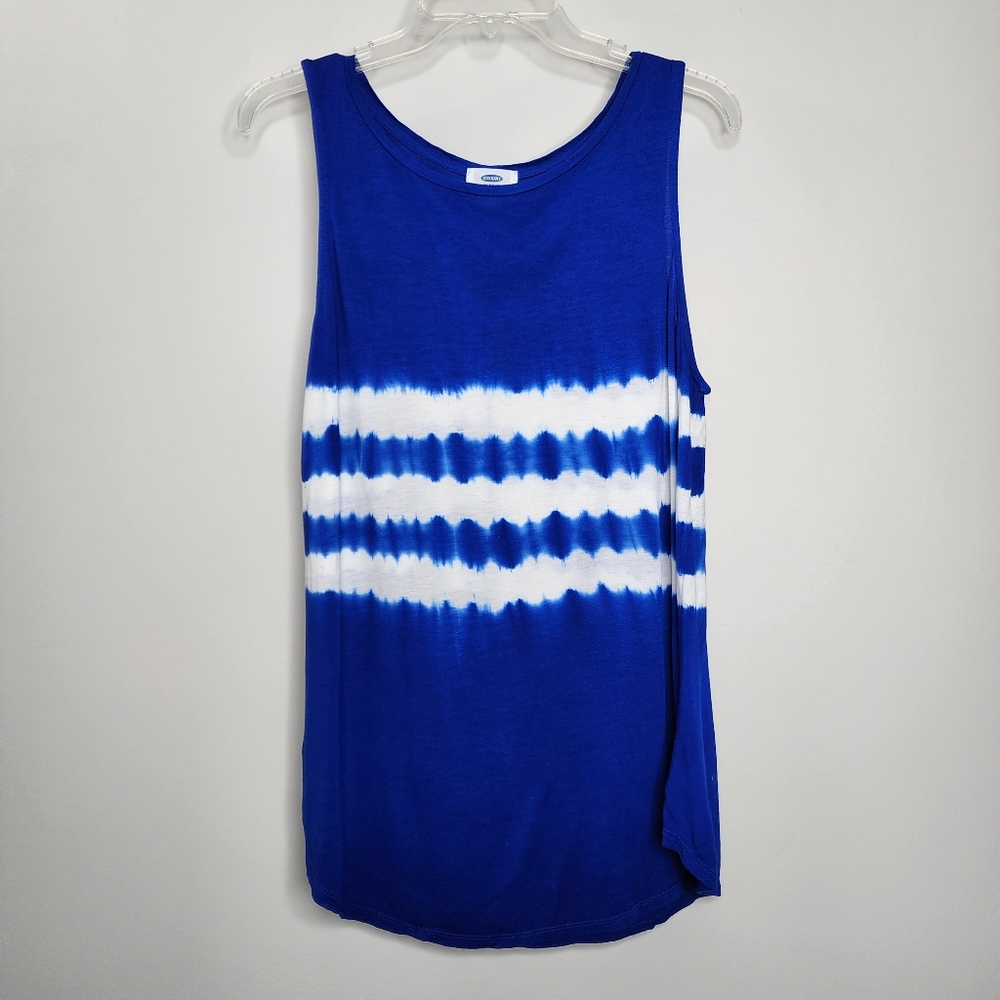 Old Navy Blue and White Sleeveless‎ Tank Top Medium